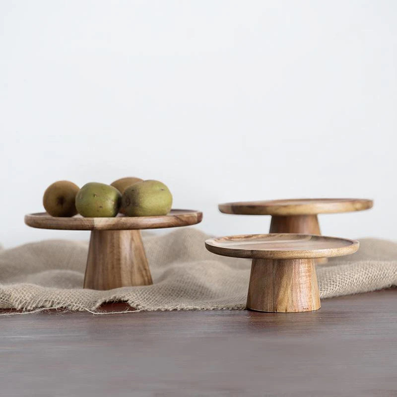 Rustic Acacia Pedestal Plate