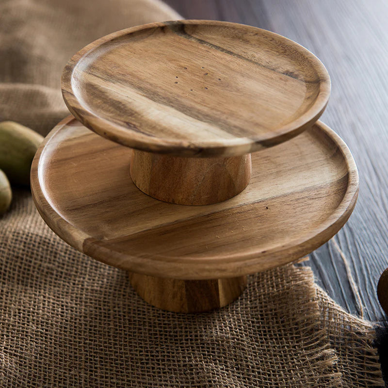 Rustic Acacia Pedestal Plate