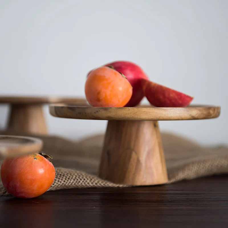 Rustic Acacia Pedestal Plate