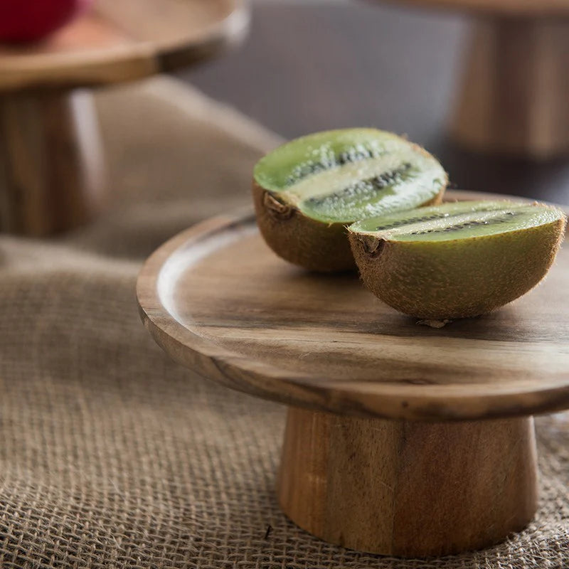 Rustic Acacia Pedestal Plate