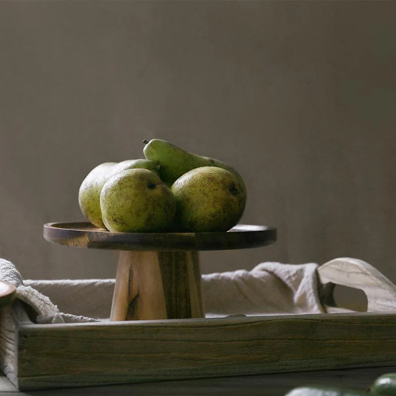 Rustic Acacia Pedestal Plate