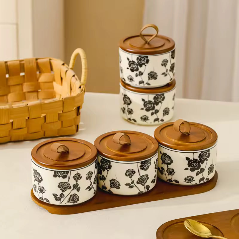Roselle Vintage Ceramic Jar Set