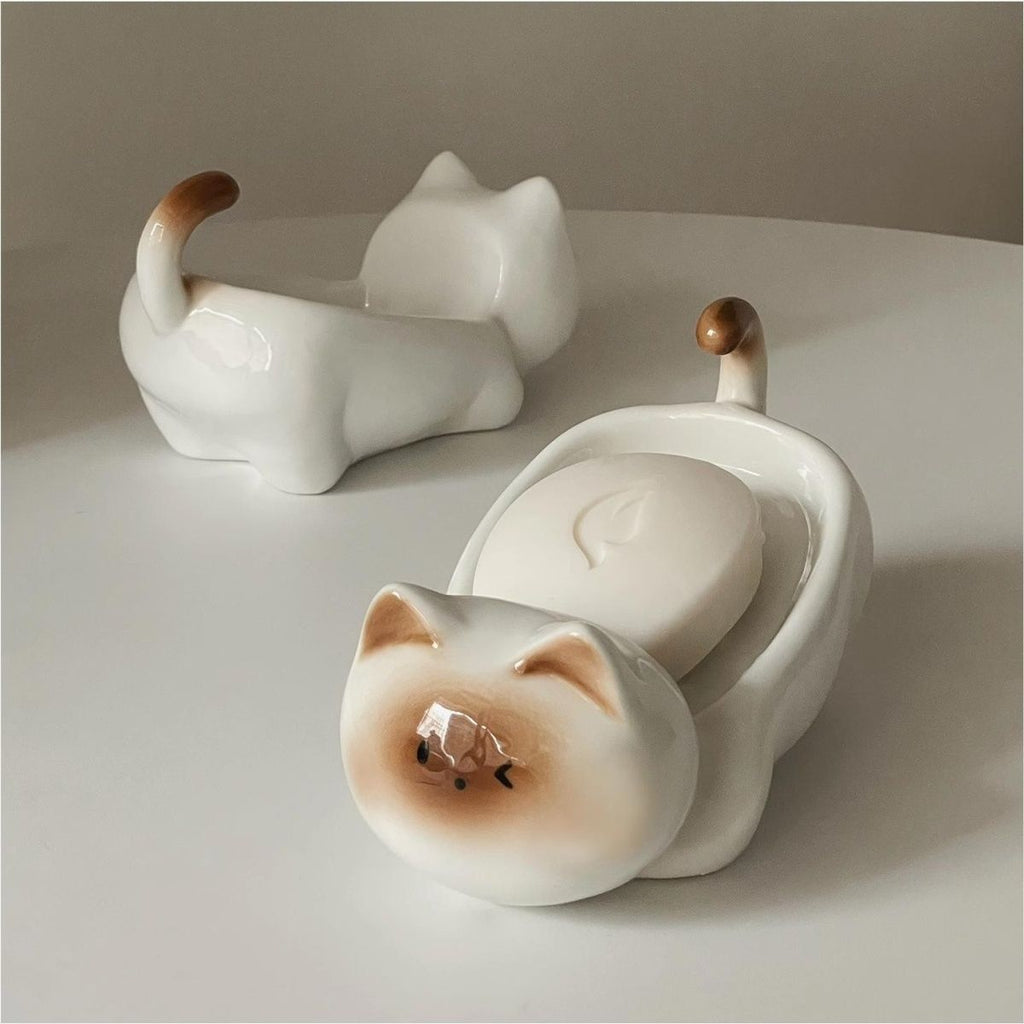 Ceramic Cat Soap Dish