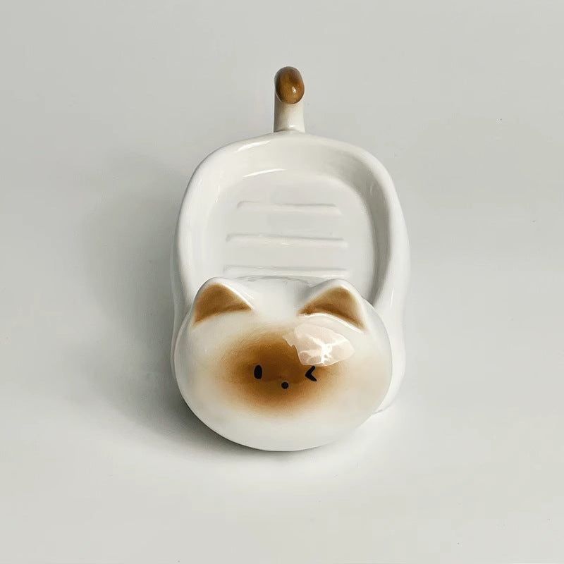 Ceramic Cat Soap Dish