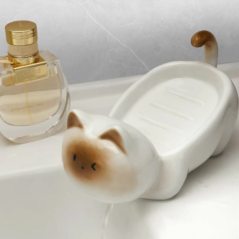 Ceramic Cat Soap Dish