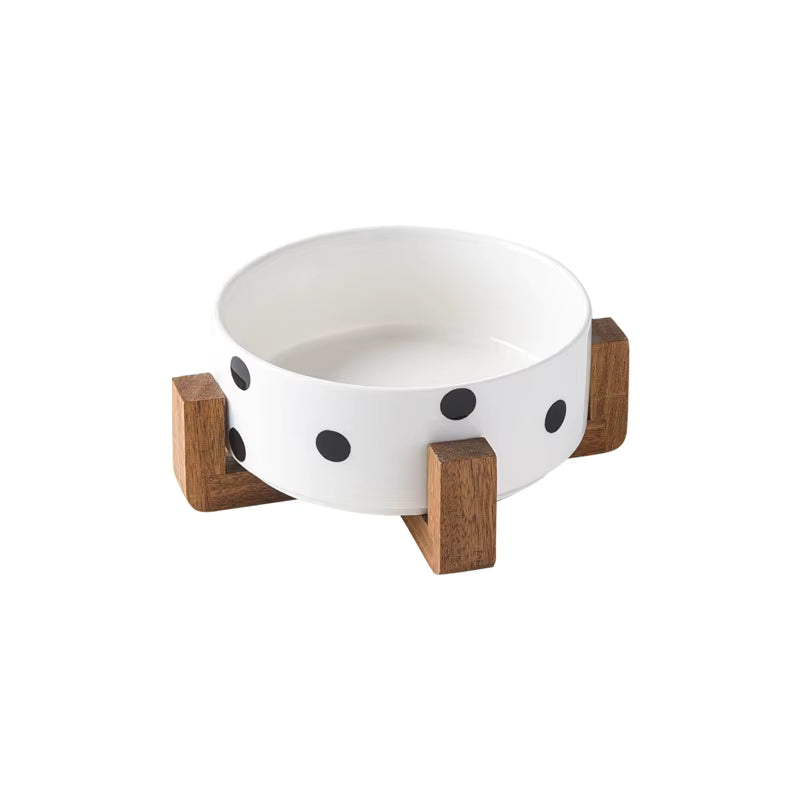 Pet Ceramic & Bamboo Bowl Set