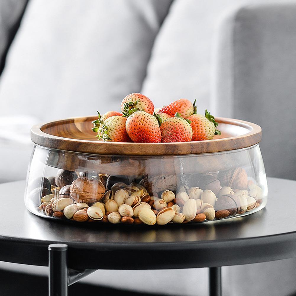 Aurea Glass Bowl with Wooden Lid