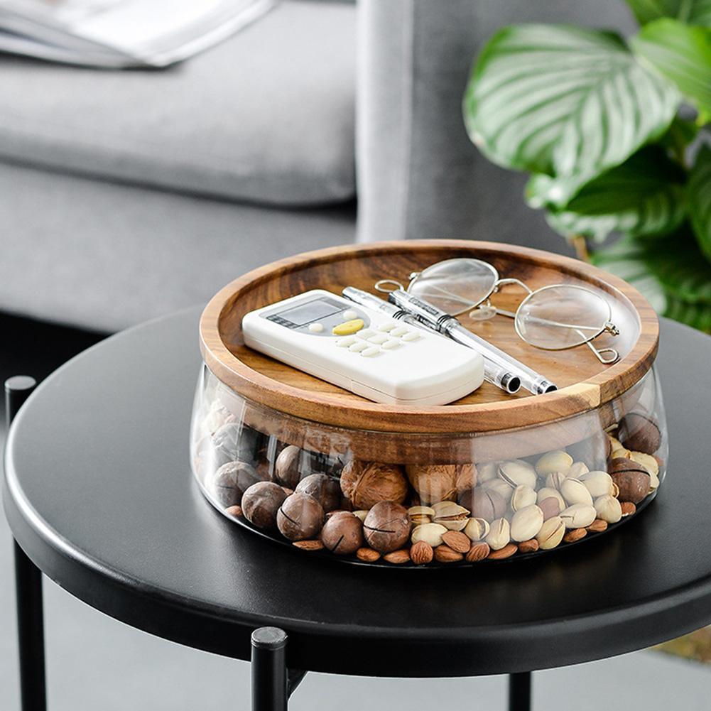 Aurea Glass Bowl with Wooden Lid
