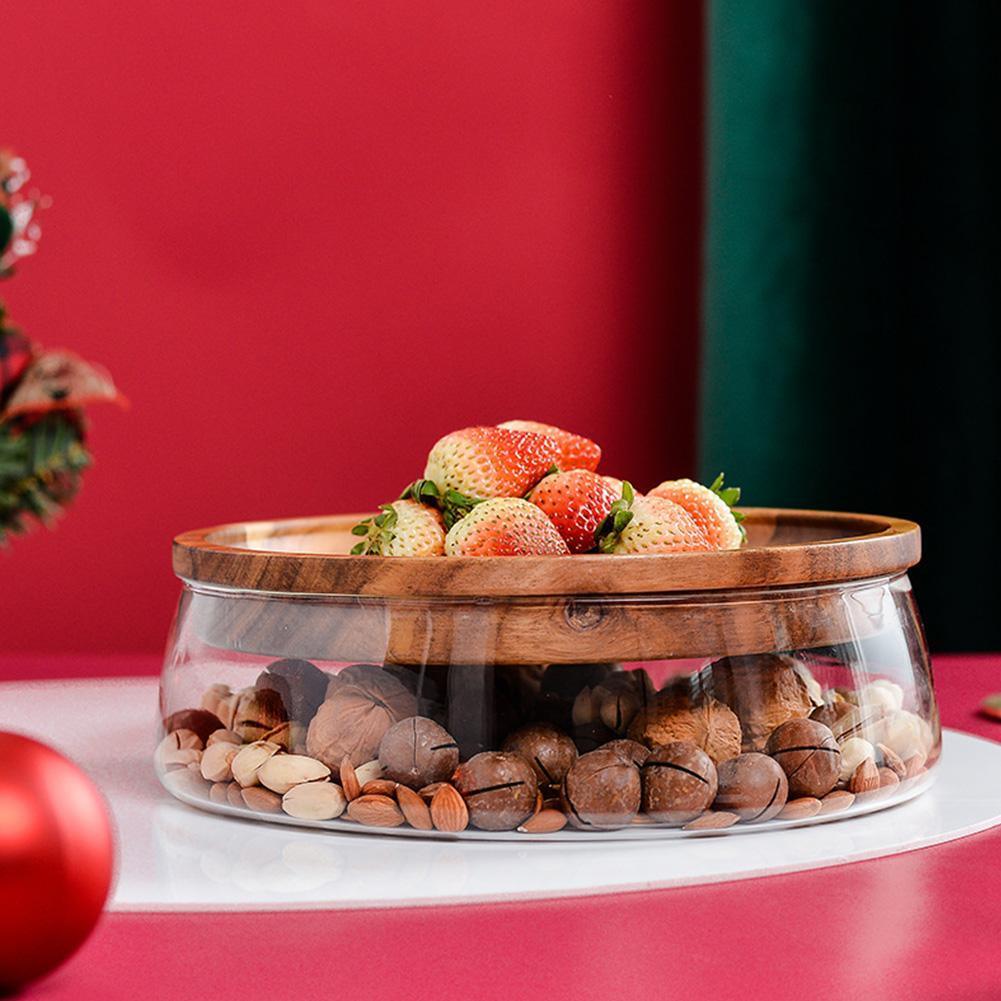 Aurea Glass Bowl with Wooden Lid