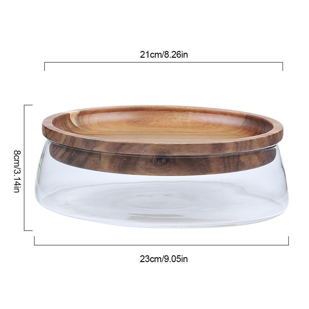Aurea Glass Bowl with Wooden Lid